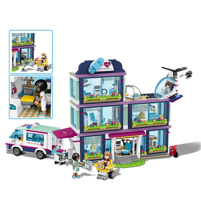 

In Stock 932pcs Friends Girl Series 41318 Model Building Blocks Toys Heartlake Hospital Children Bricks Toys Christmas Gifts