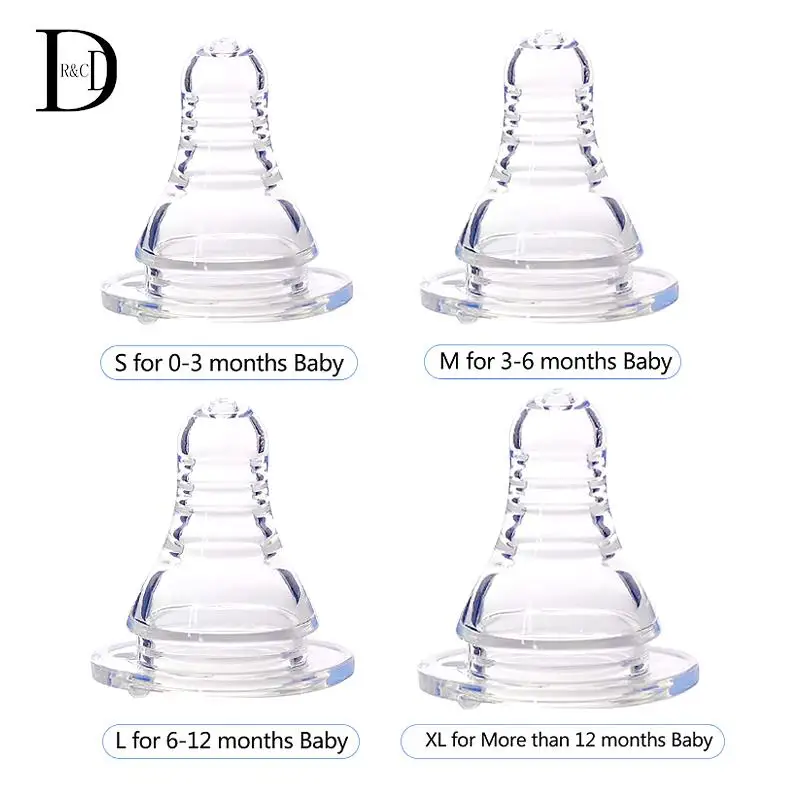 

Natural Flexible Soft Silicone Pacifier Nipple Replacement Feeding Milk Bottle Standard Size For Infant Baby Toddler