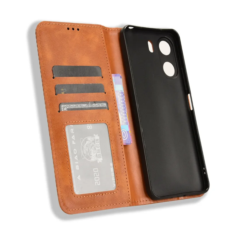 Роскошный кожаный магнитный защитный чехол в стиле ретро для Redmi 13C 4G