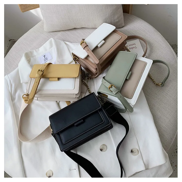 

Travel Handbag Simple Shoulder Bag Ladies Cross Body Bag Contrast Color Leather Crossbody Bags for Women