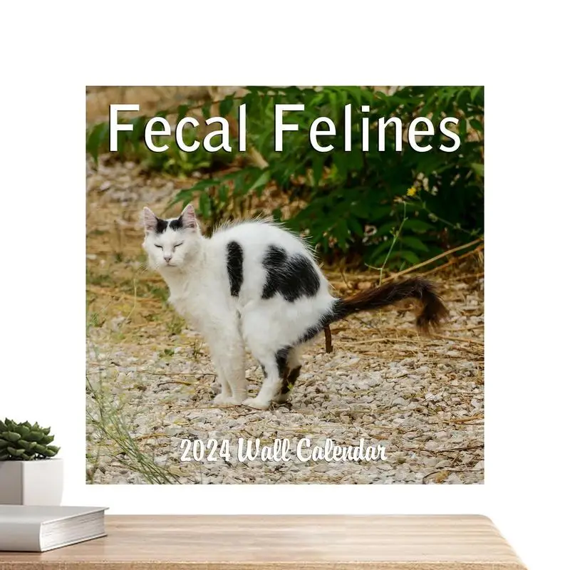 

Забавный настенный календарь 2024, креативный календарь с кошкой, забавный подарок-кляп, Настенный декор для школы, общежития, гостиницы, класса, дома