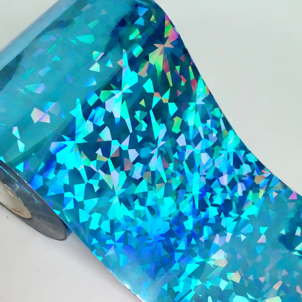 Голографические наклейки для ногтей 8 см х 120 м синее сломанное стекло сделай сам