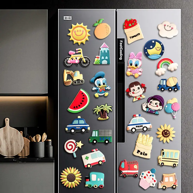 1 Set Cartoon Decorative Magnets for Children Kids Learning Toys Fridge Magnets Animal Duck Car Magnetic Magnet for Refrigerator