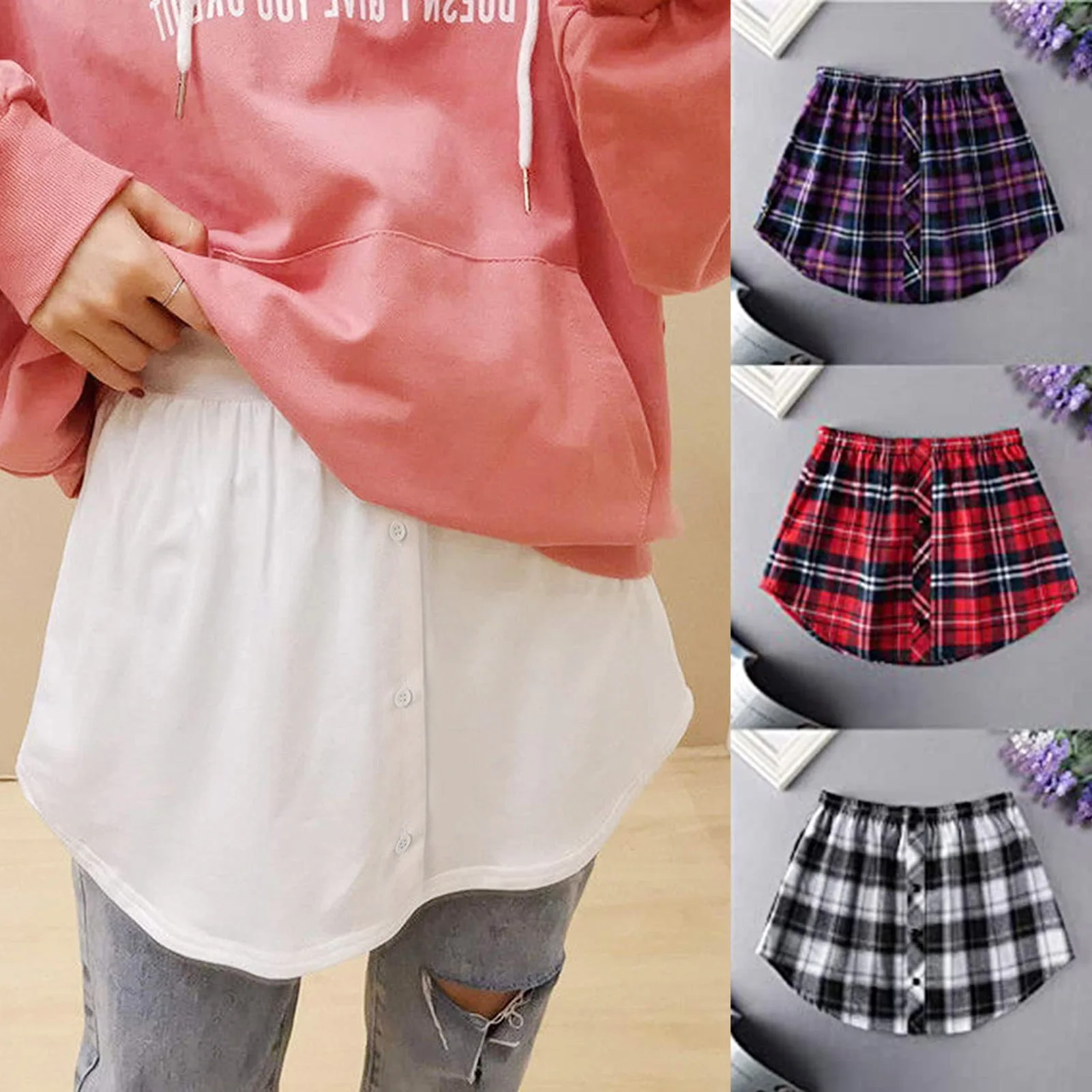 

Detachable Underskirt Women Fake Shirt Irregular Skirt Tail Blouse Hem Cotton Extender Fake Hem Mini Skirt Fake Hem