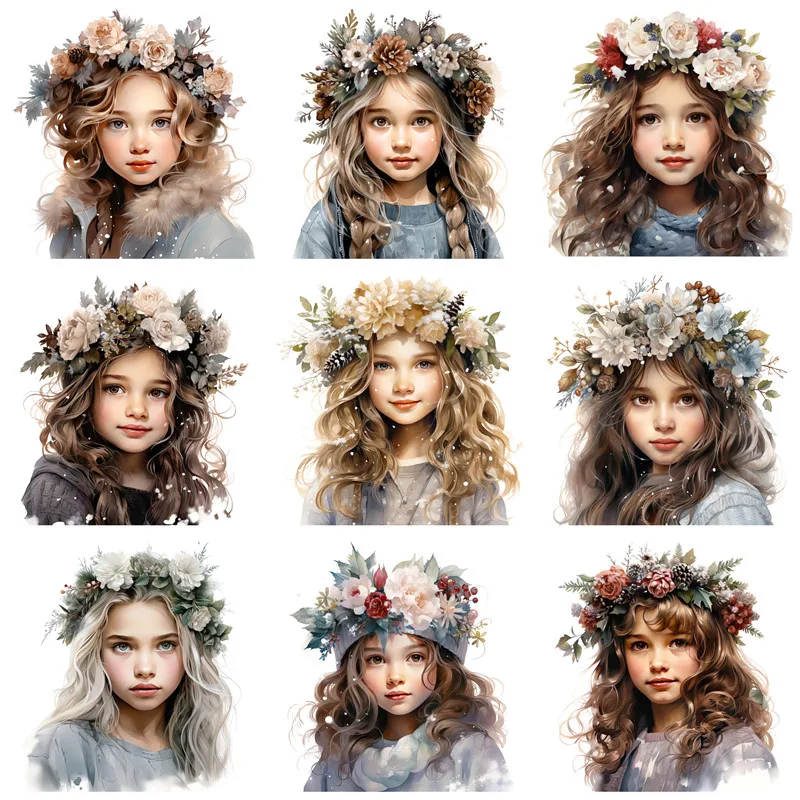 

12Pcs Vintage Season Wreath Girl Sticker Junk Journal Scrapbooking DIY Craft Paper Diary Album Decor Stickers School Supplies