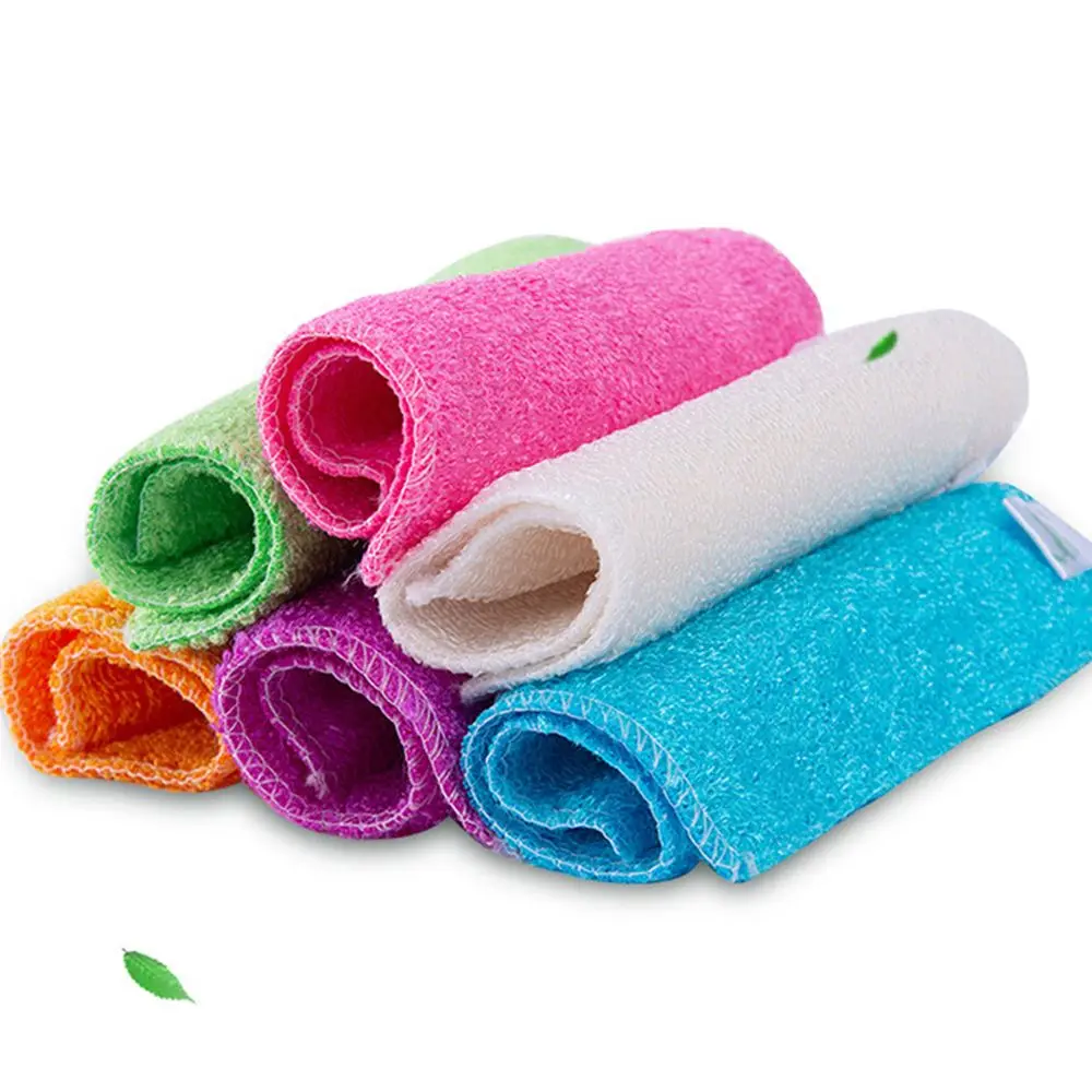 

1/5PCS Magic Household Anti-grease Bamboo Fiber Washing Towel Cleaning Rags Scouring Pad Dish Cloth