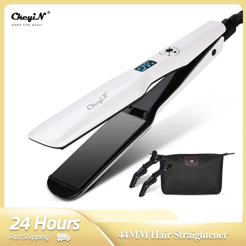 

CkeyiN 44mm Hair Straightener LCD Display Fast PTC Heating Ceramic Plate Flat Iron Adjustable Temperature Straightening Irons