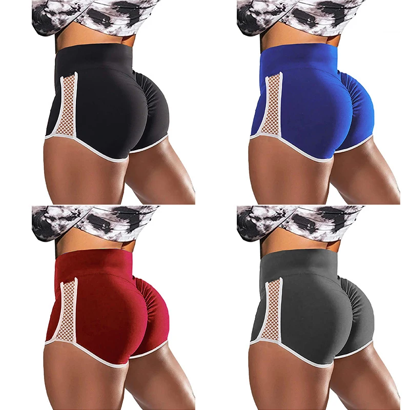 

Hot Pants Shorts Yoga Pants Bottoms Hip Lift Shorts Workout Hollow Out Scrunch Booty Solid Color High Waist Woman Leggings