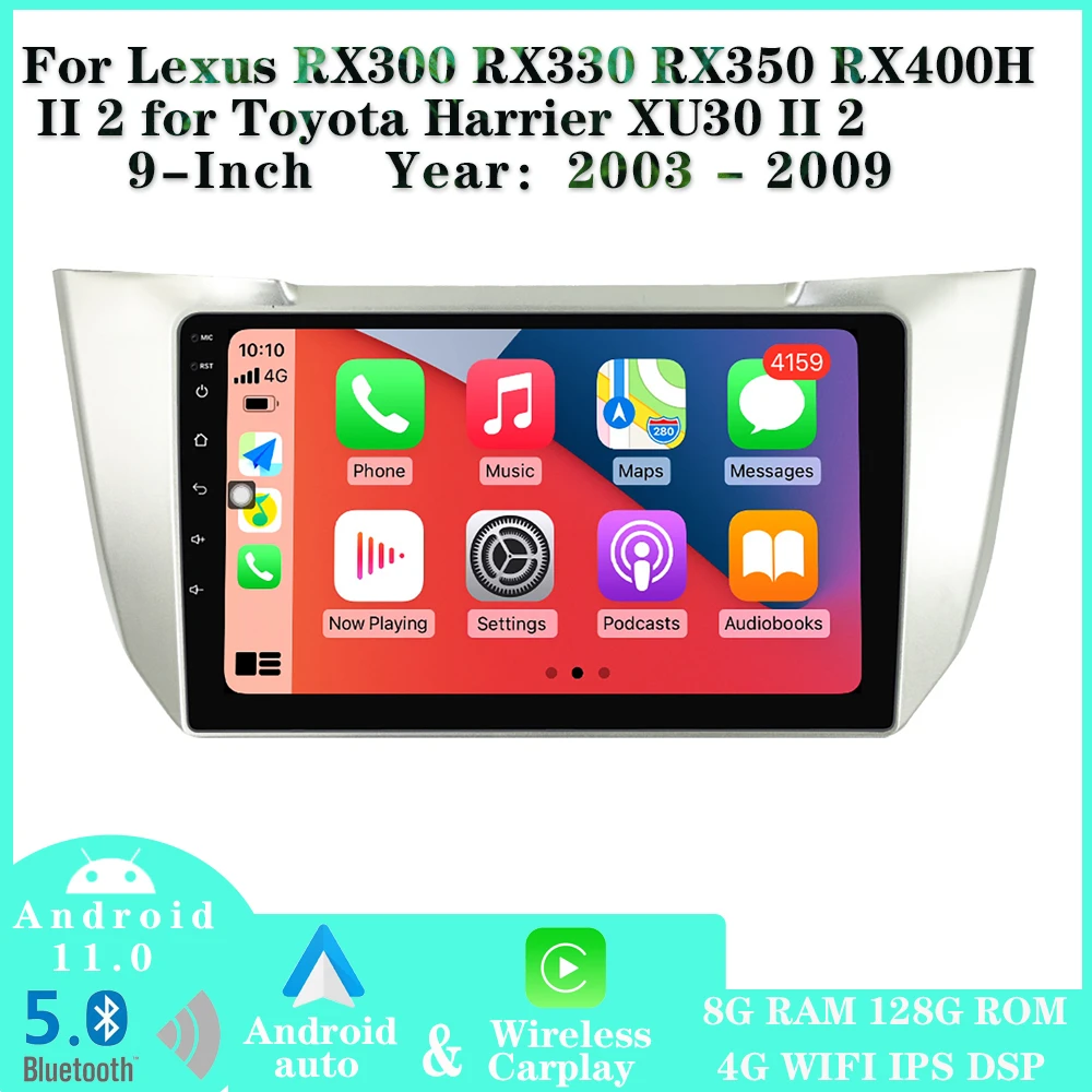 

Android 11 Car Stereo For Lexus RX300 RX330 RX350 RX400H II 2 for Toyota Harrier X Video Bluetooth Multimedia Player GPS Navi