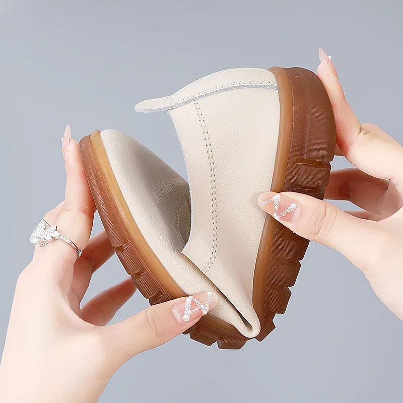 Женские мокасины из натуральной кожи на плоской подошве