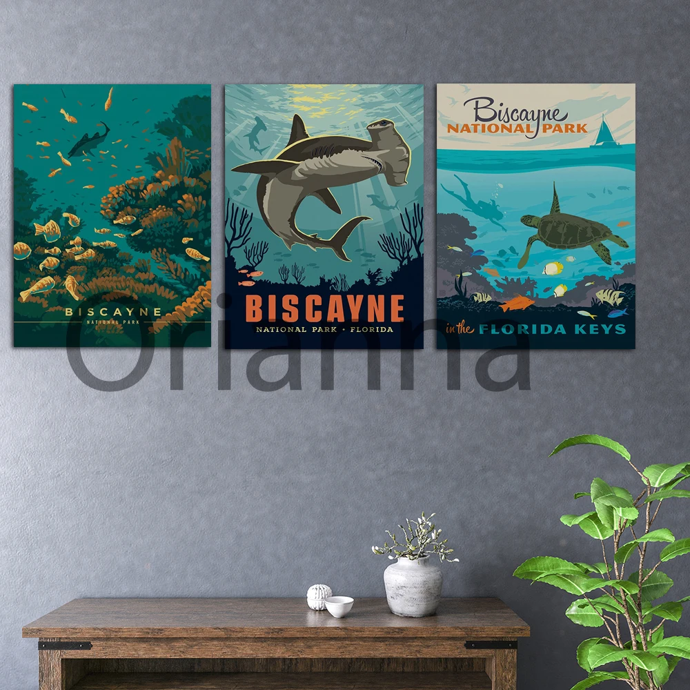 

Biscayne National Park | National Park Print | US National Parks Poster |Travel Poster Wall Art Canvas Painting Home Decoration