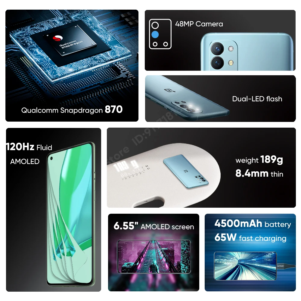 oneplus 9r 5g smartphone global rom 6 55 120hz fluid amoled snapdragon 870 65w fast charge 4500mah support ota and nfc free global shipping