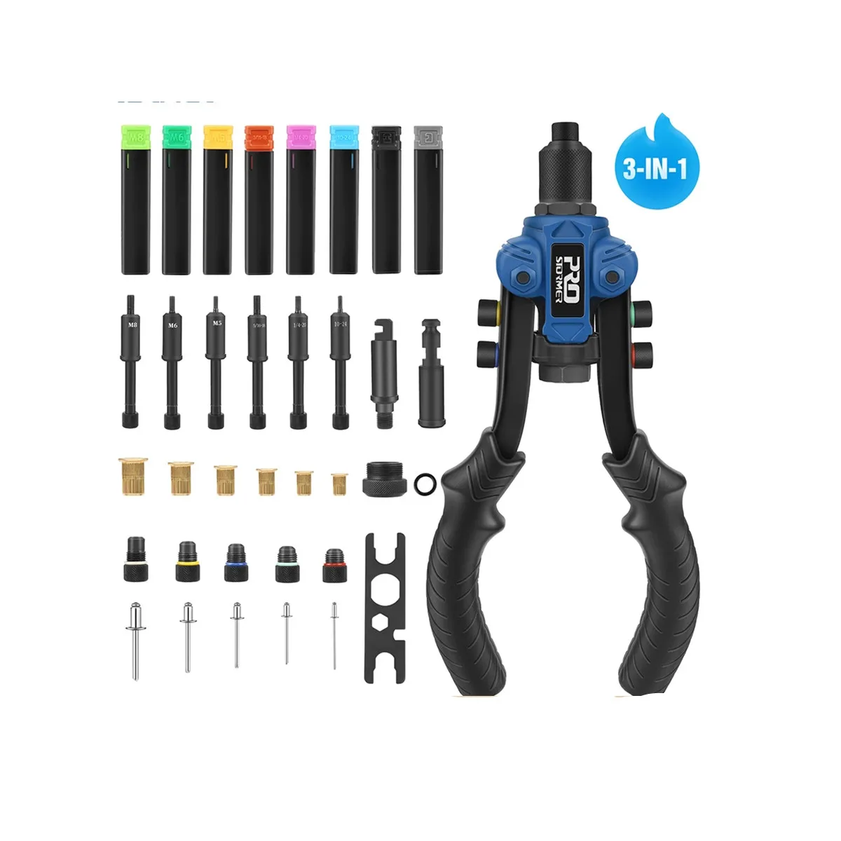 

3 в 1 ручной фрез, гаечный пистолет, заклепочная муфта, гайка Rivnut, инструмент для автомобиля M3/M4/M5/M6/M8/M10, мультиразвертка от PROSTORMER