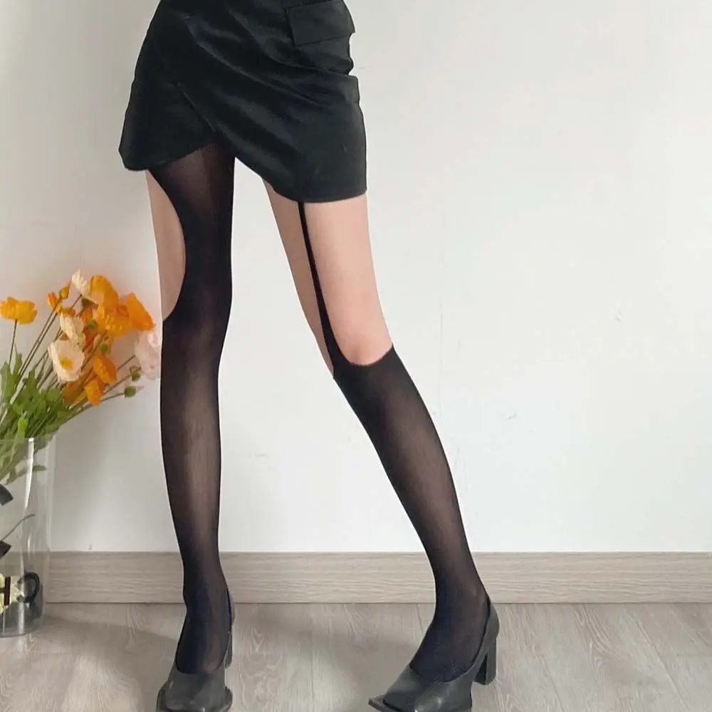 

Асимметричные перфорированные чулки, белые, черные индивидуальные Асимметричные тонкие колготки, ажурные пикантные колготки до бедра