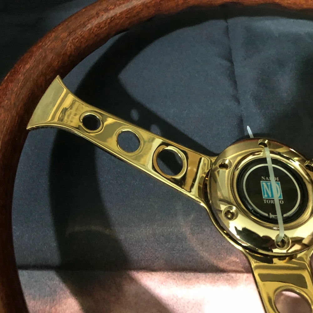 15-дюймовое Золотое классическое универсальное гоночное деревянное рулевое