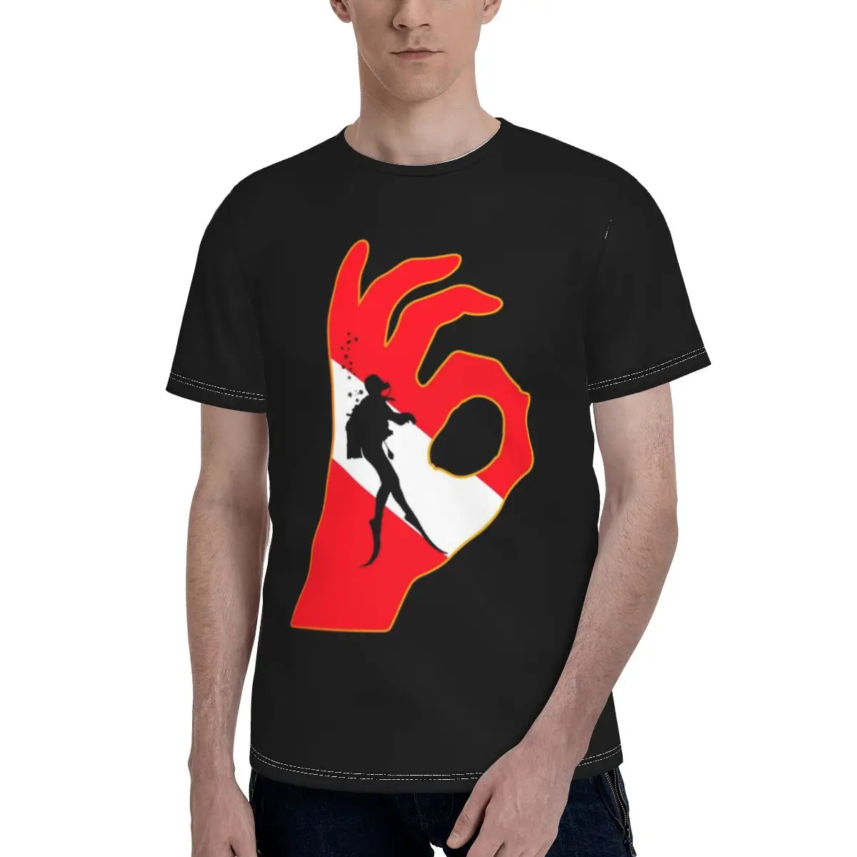 

OK SCUBA DIVERS Tee Shirt OK Diving Funny Short Sleeve Polyester T Shirt Streetwear Graphic Tshirt Plus size Mens