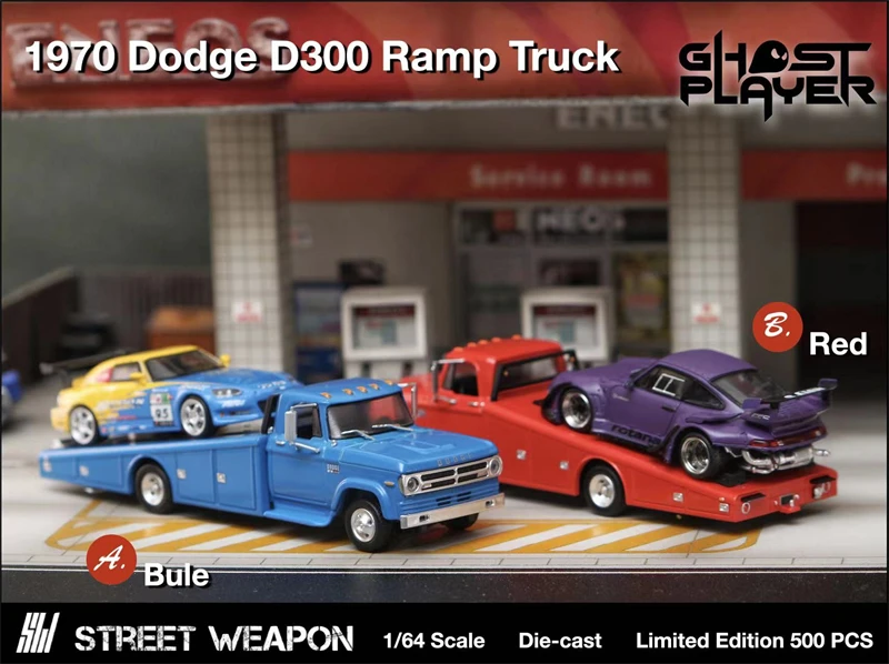 

PreSale Street Weapon X Ghost Player 1:64 1970 Dodge D-300 Ramp Truck Car Model Collection Miniature