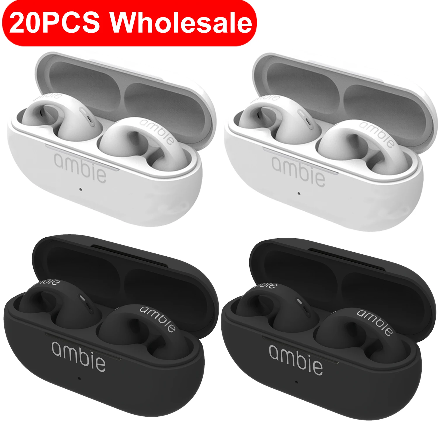 

20PCS Wholesale For Ambie Sound Earcuffs 1:1 Ear Earring Wireless Bluetooth Earphones Auriculares Headset TWS Sport Earbuds
