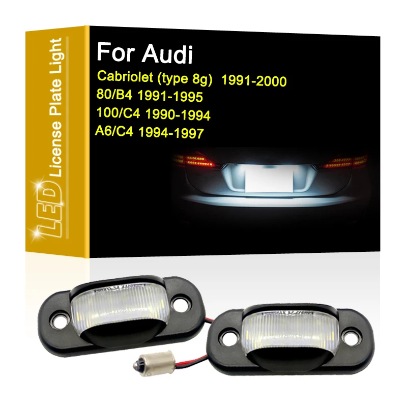 

12V LED Number Plate Lamp For Audi 80/B4 91-95 Cabriolet 1991-2000 100/C4 90-94 A6/C4 94-97 White License Plate Light Assembly