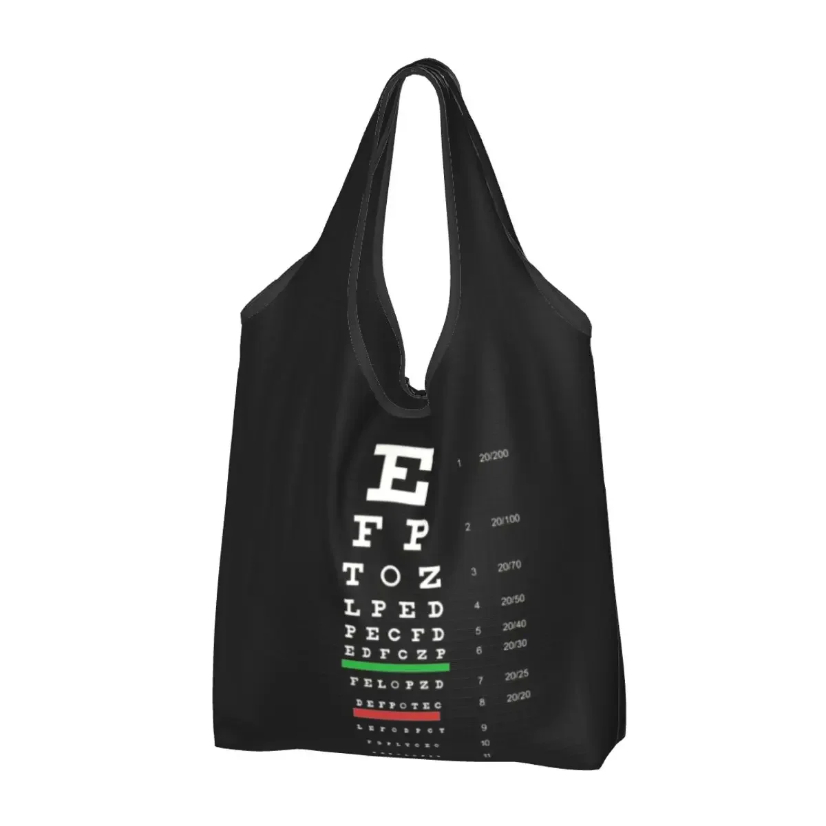 

Snellen Eye Chart Grocery Tote Shopping Bags Women Kawaii Optometrist Optician Shopper Shoulder Bag Large Capacity Handbag