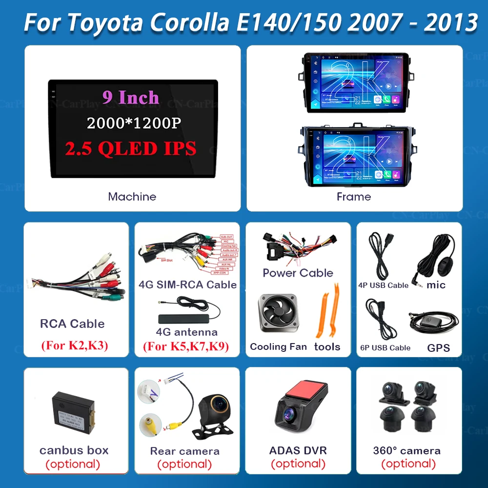 Фото Для Toyota Corolla E140/150 2007-2013, для Toyota Auris E150 2006-2012: Автомобильная мультимедийная система Android 16 с автомагнитолой и головным устройством №5
