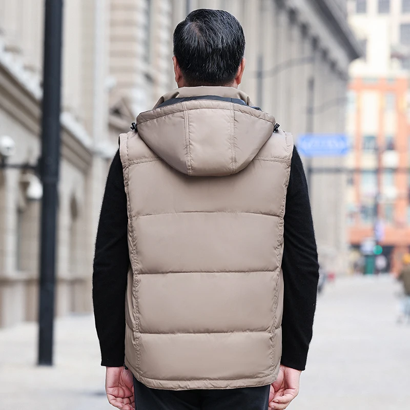 Plus Size 5XL Men Down Vest Sleeveless Jacket Men Down Thick Hooded Vests Male Waistcoat Warm Mens Winter Vests