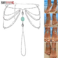 boho sexy beach silver color chains toe anklets for women accessories lovely bead charm ankle bracelet tassels foot jewelry gift
