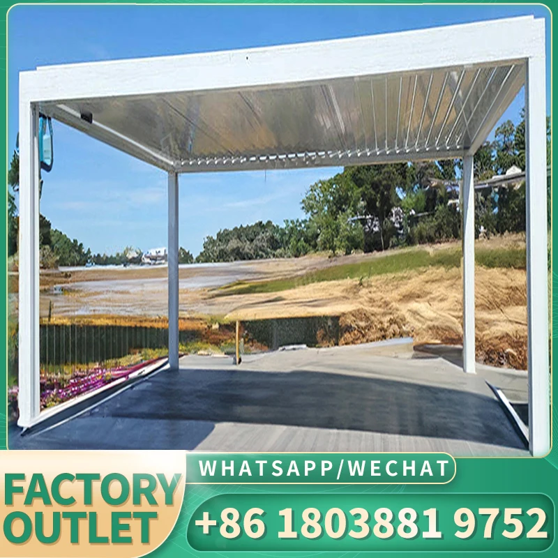 Электрическая выдвижная алюминиевая беседка с жалюзи внешняя электрическая
