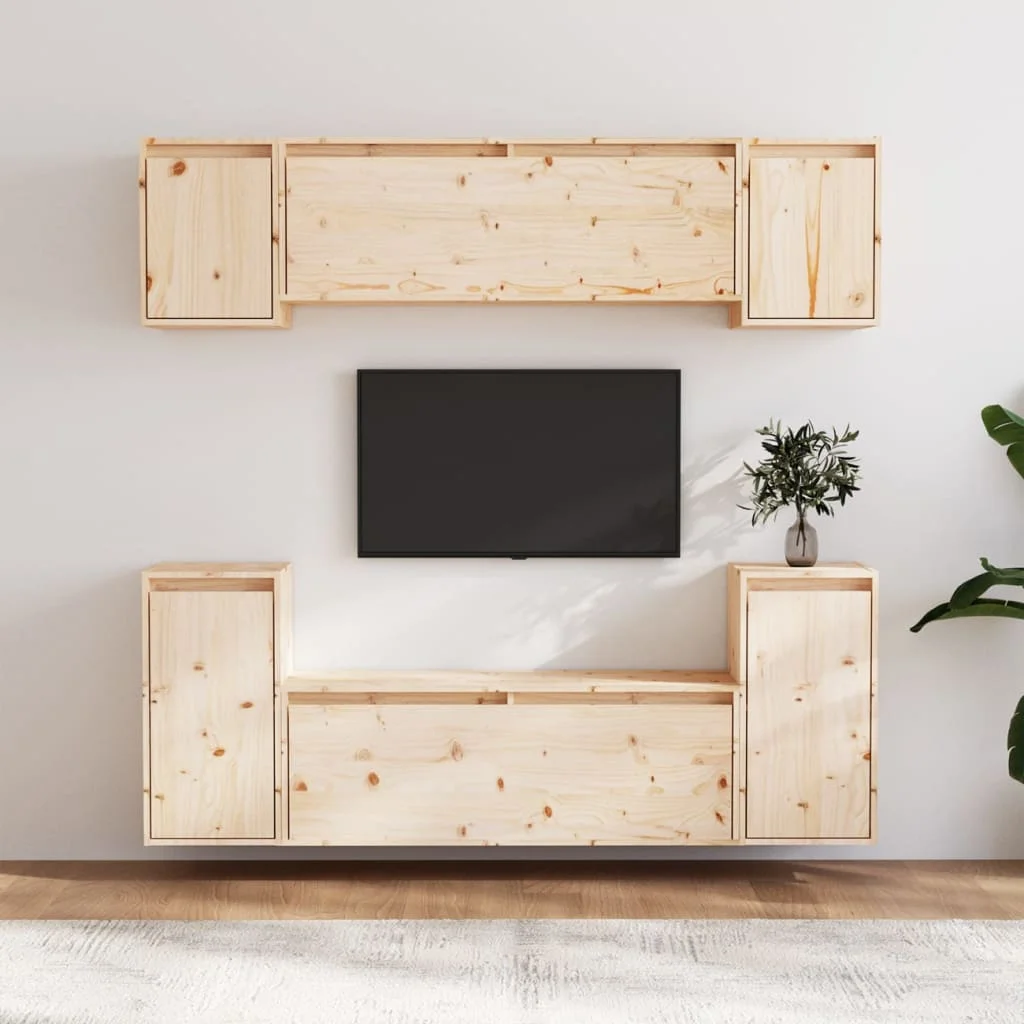 

TV Cabinets set C of 6 pcs, Solid Wood Pine TV Stand, TV Table, TV Units for Living Room