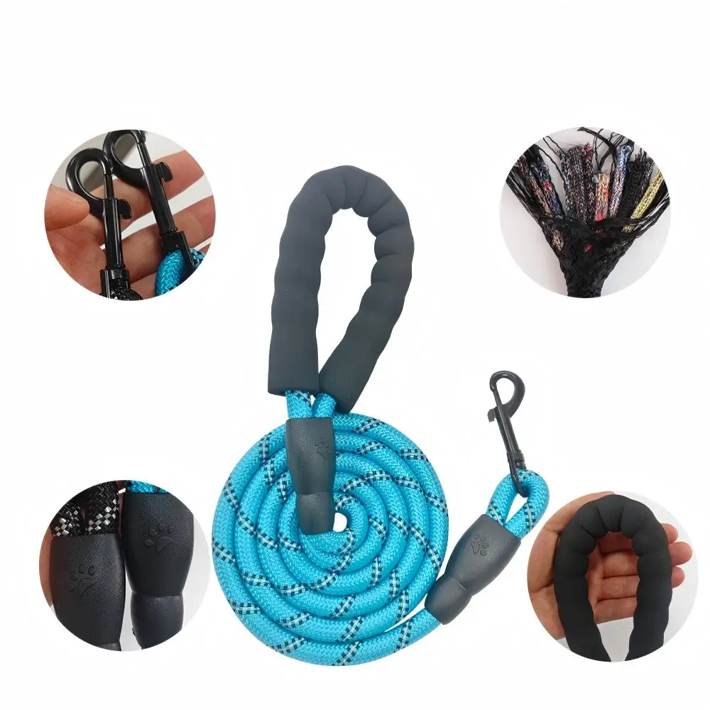 Фото Reflective Nylon Dog Leash Padded Soft Handle Anti Pull Heavy Duty Rope Medium Large Dogs Night Walking Outdoor Pet Training №4