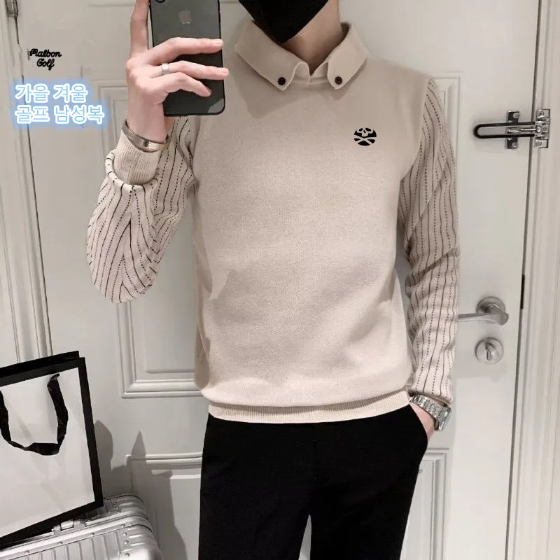 2023 Spring Sweater Golf Top Golf Clothes Men's Fashion Sports Men's Golf Clothes Golf Clothes Fake Two Shirts Sweater