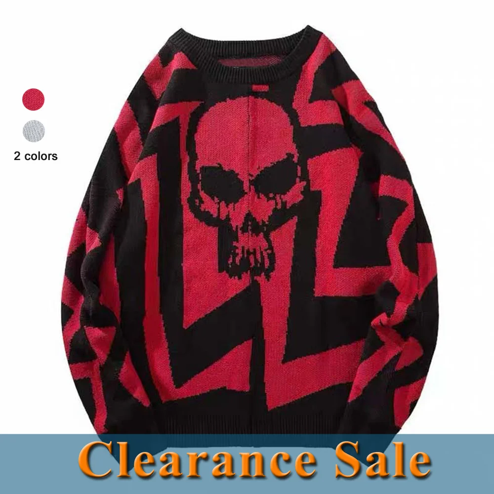

Skulls Knitted Jumper Sweater Oversized Men Winter Warm Hip Hop Streetwear Pullover women Harajuku Loose Sweaters Punk Tops