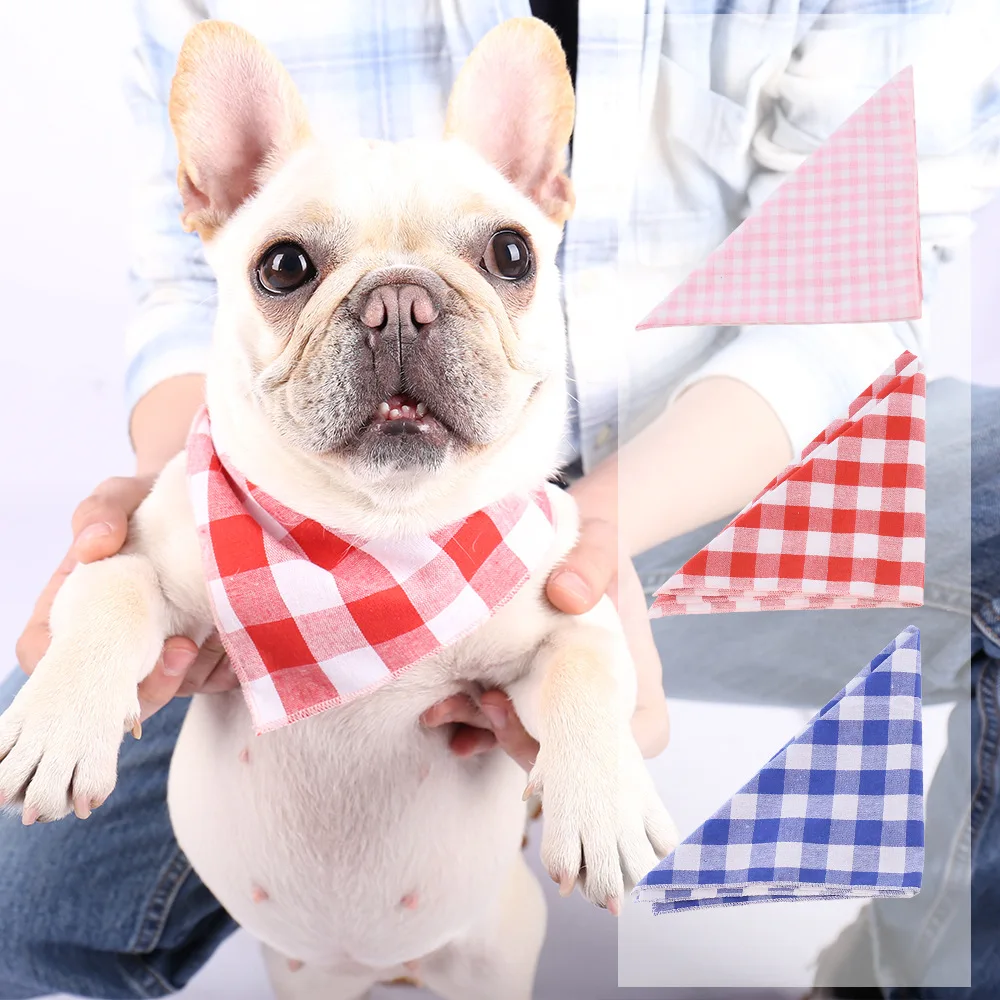 

Dog Bandanas Large Pet Scarf Pet Bandana For Dog Cotton Plaid WashableBow ties Collar Cat Dog Scarf Large Dog Accessories
