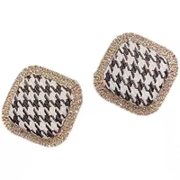 korean version of the chessboard heart shaped square earrings ladies leopard print earrings simple gifts fashion luxury headwear