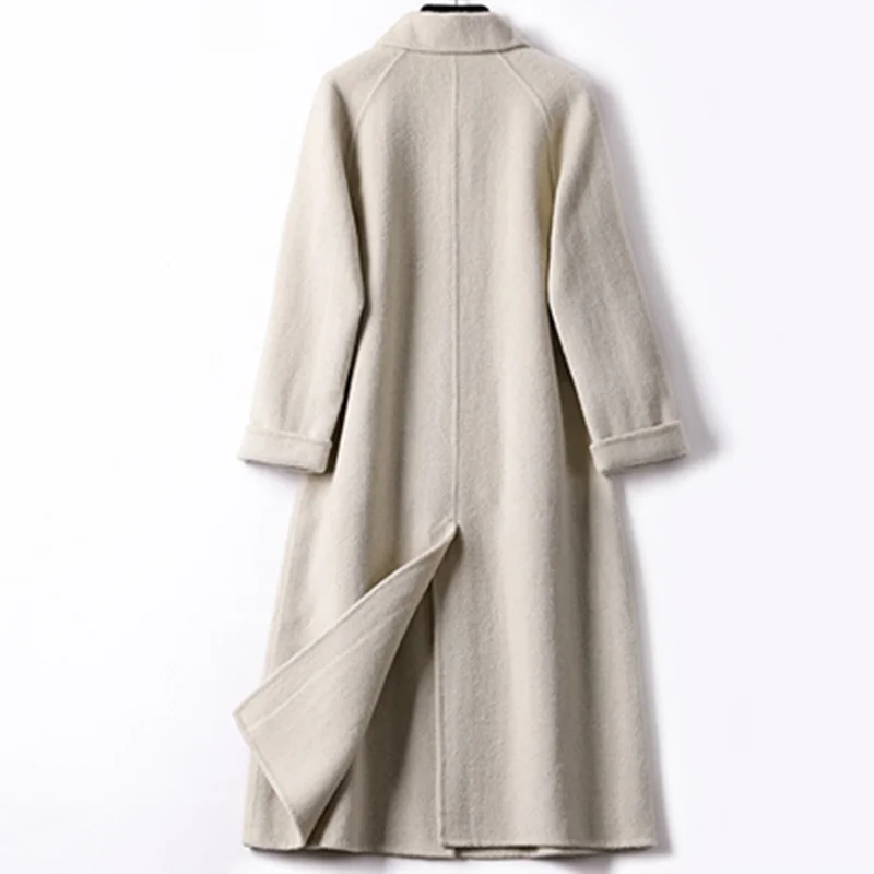 

Autumn Spring Female Jacket Korean Vintage Black Long Wool Women Clothes New Outwear Coats Abrigo Mujer
