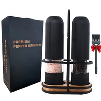 electric salt and pepper mill grinders set adjustable thickness herb spice mill with led light kichen barbecue grinding tools