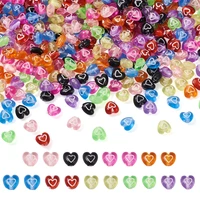 900pcs 9 colors enamel heart shape transparent acrylic beads spacer loose beads for jewelry making diy earrings kids bracelet