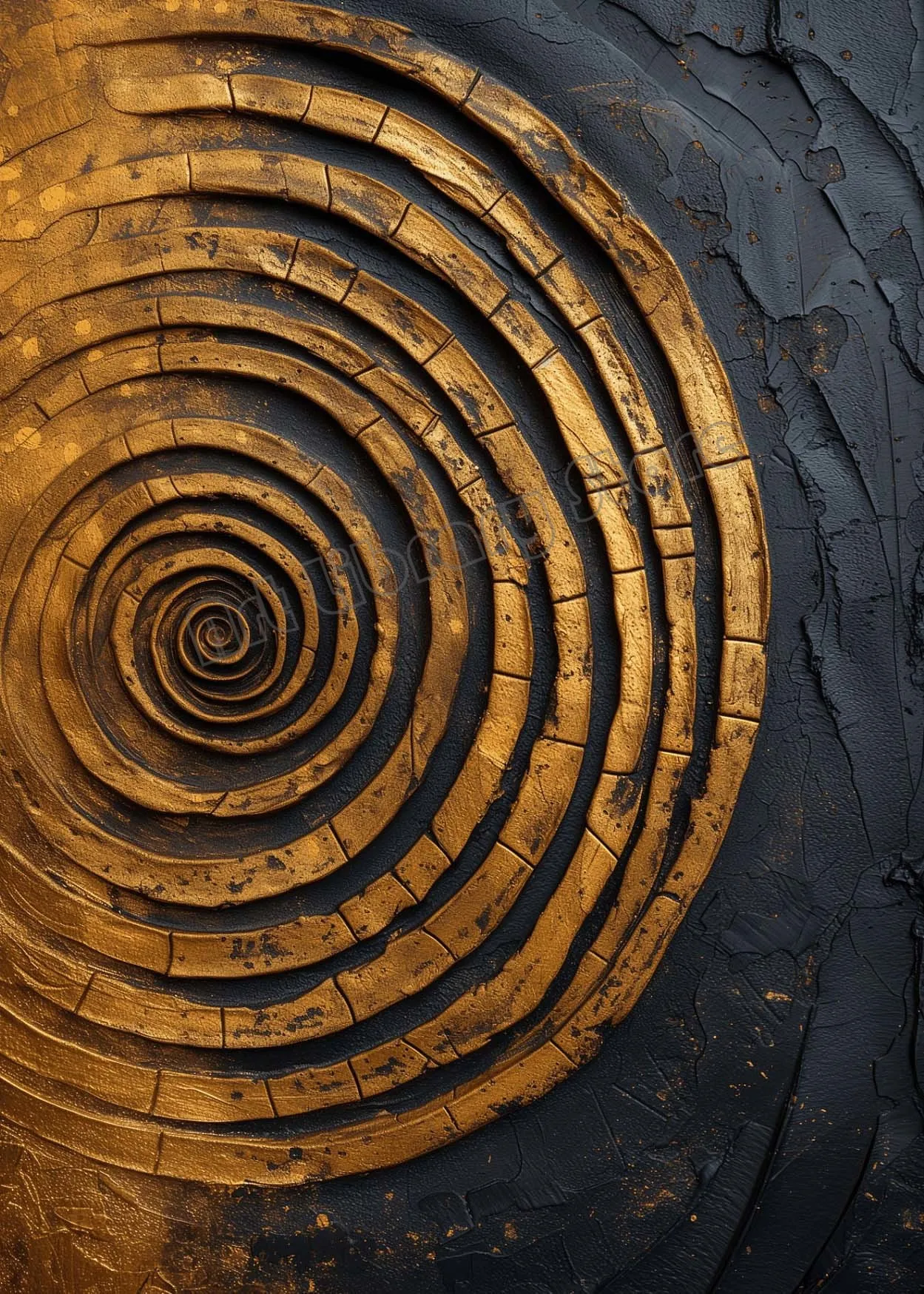 

Абстрактный спиральный черный и золотой постер на холсте