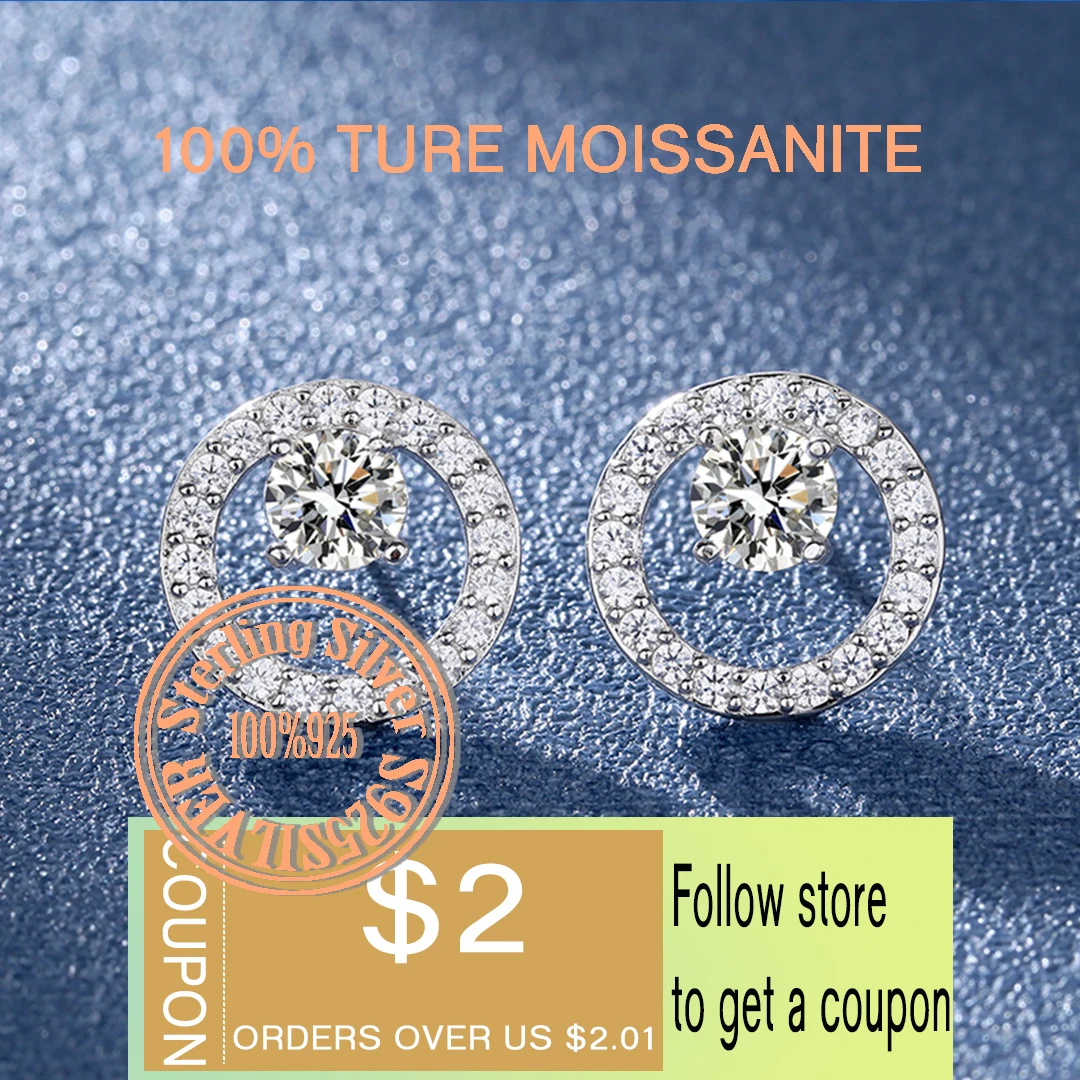 

Silky silver S925 Mozambain drill earrings round bag luxury earrings plated platinum PT950