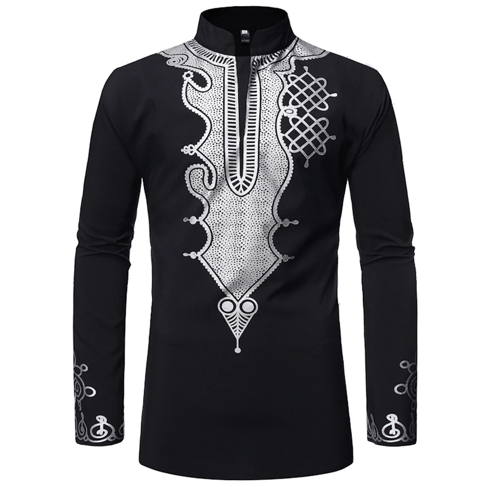 

Мужская футболка с длинным рукавом, с этническим принтом