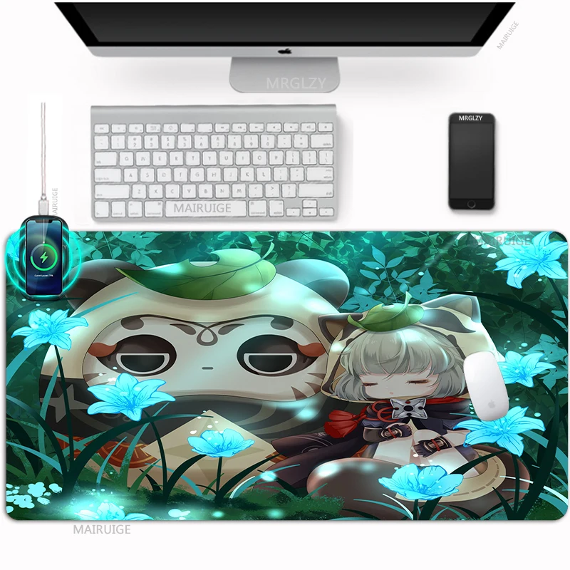 

40*90cm Sayu Wireless Charging Mouse Pad Cute Table Mats Desk Pad Mousepad Mat Gamer Accessories Large Charge Rug Genshin Impact