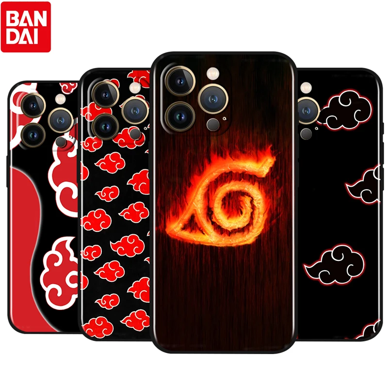 

Naruto Anime Akatsuki For Apple iPhone 13 12 11 Pro Max Mini XS Max X XR 6 7 8 Plus 5S SE2020 Soft Black Phone Case Fundas Cover