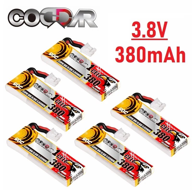 

CODDAR 1S 380mAh 60C 3.8V lithium battery with PH2.0 Plug For RC Helicopter Quadcopter FPV Racing Drone Parts 5PCS
