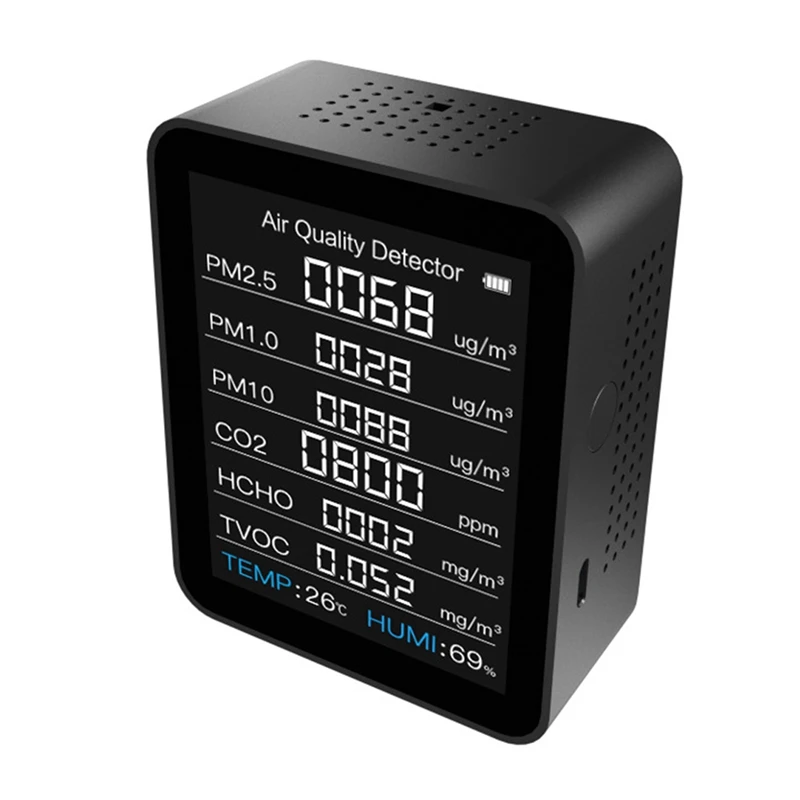 

Multifunctional 8 In 1 CO2 Instrument Gas Detector Temperature Humidity Meter TVOC HCHO PM2.5 Air Quality Detector