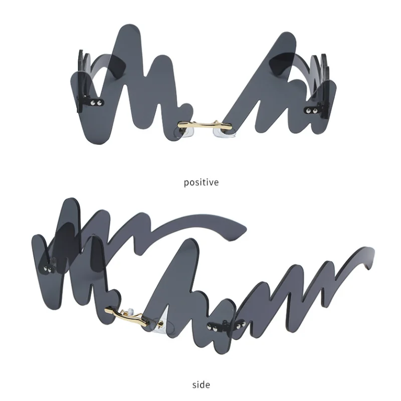 Солнцезащитные очки унисекс без оправы с красными волнами в стиле панк винтажные