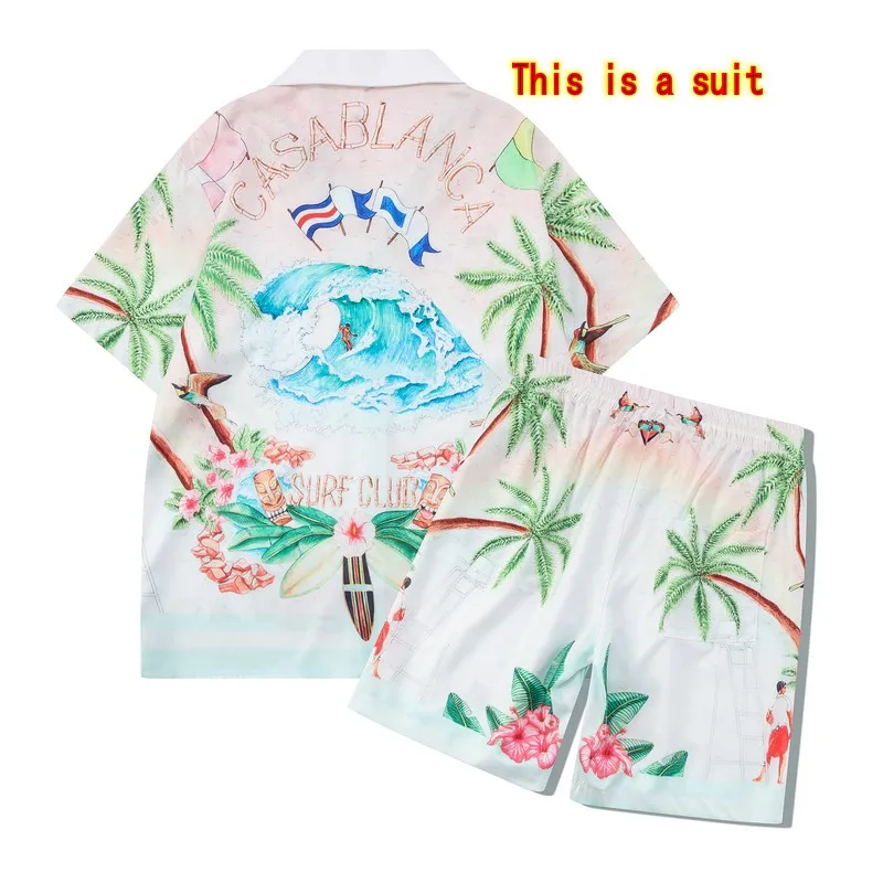 

New Casablanca Shirt Men Women Short Sleeve Holidays Coconut Tree Beach surfing Print Hawaiian Shirts Tee