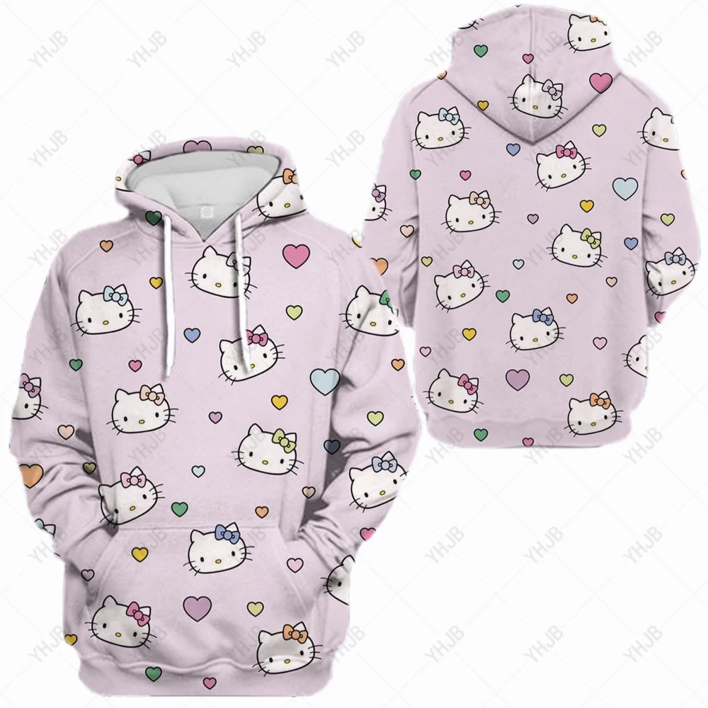 

Hello Kitty Print Cartoons Anime Women Hoodie Oversized Sweatshirt Loose Crewneck Hoody Crewneck Pullover Children's hoodie