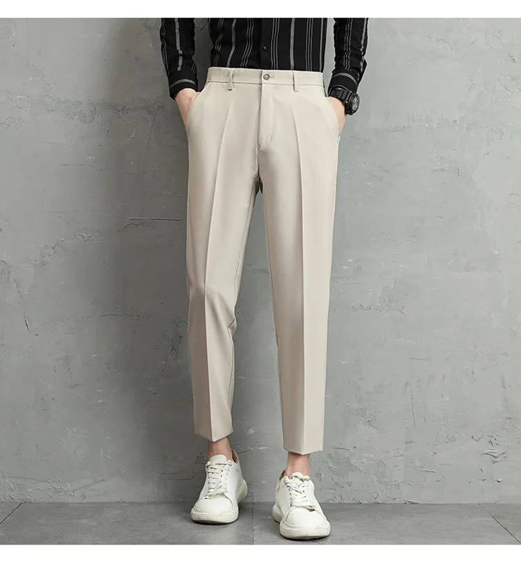 Летние облегающие укороченные брюки для мужчин новинка 2024 драпированные из