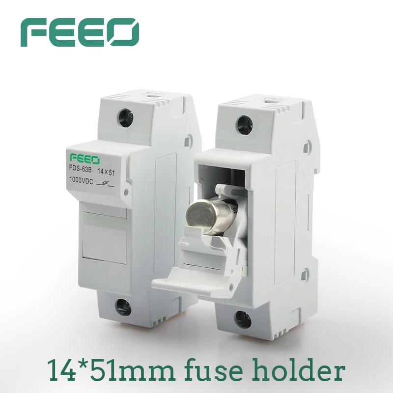 

FEEO 1P 14*51mm High Voltage Solar DC Fuse Holder 1000V With PV Fuse for solar system protection 32A 40A 50A 63A