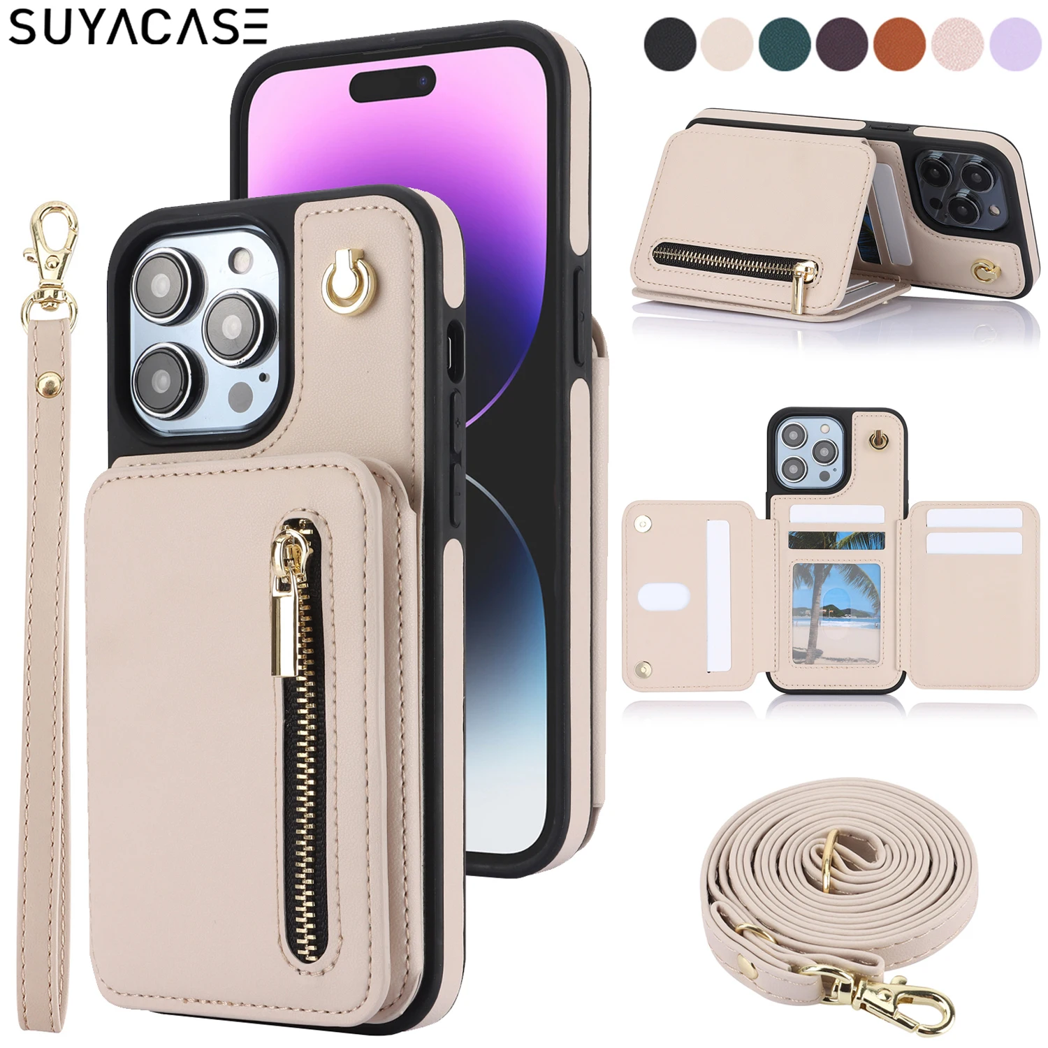 

Кожаный чехол-книжка для iPhone 15 14 13 12 11 Pro X XS Max XR 7 8 Plus SE 2020 2022